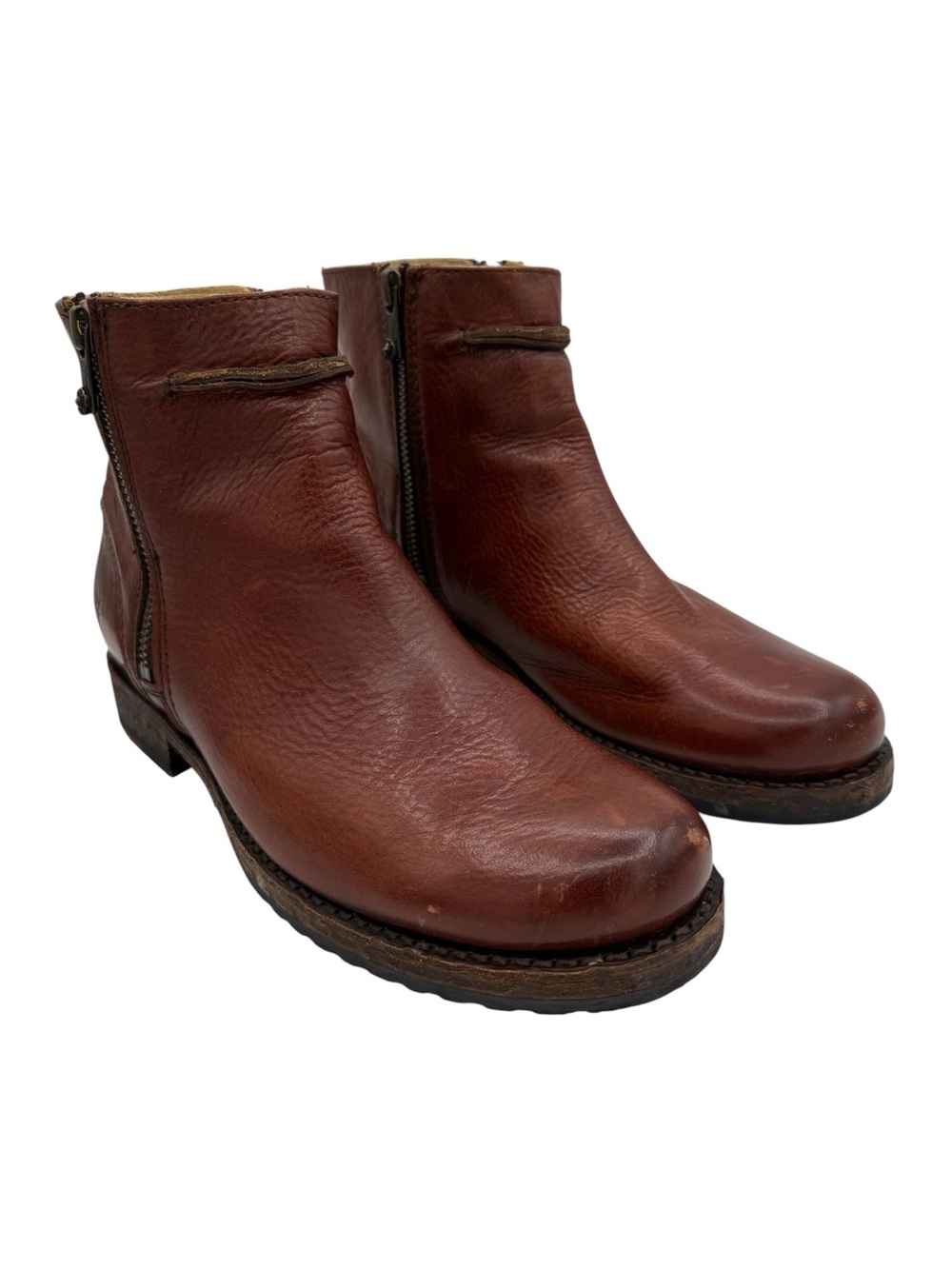 Frye Veronica Seam Leather Short Boots 8 Brown - Picture 4 of 16